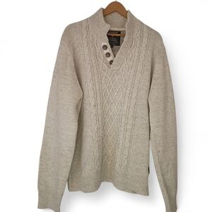 Emerald Isle Knitwear Kinsale Irish Pullover Sweater Fisherman Wool 3XL 3 Button